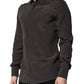 Dark Brown Silk GOLD Men Dress Formal Shirt