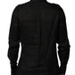 Black Polka Dot Collar Tie Neck Casual Shirt