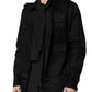 Black Polka Dot Collar Tie Neck Casual Shirt