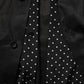 Black Polka Dot Collar Tie Neck Casual Shirt
