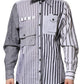 White Gray Striped Cotton Men Casual Shirt