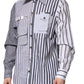 White Gray Striped Cotton Men Casual Shirt