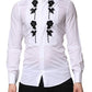 White Floral Embroidery Men GOLD Formal Shirt
