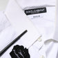 White Floral Embroidery Men GOLD Formal Shirt