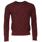 Bordeaux Silk Knit Crew Neck Pullover Sweater