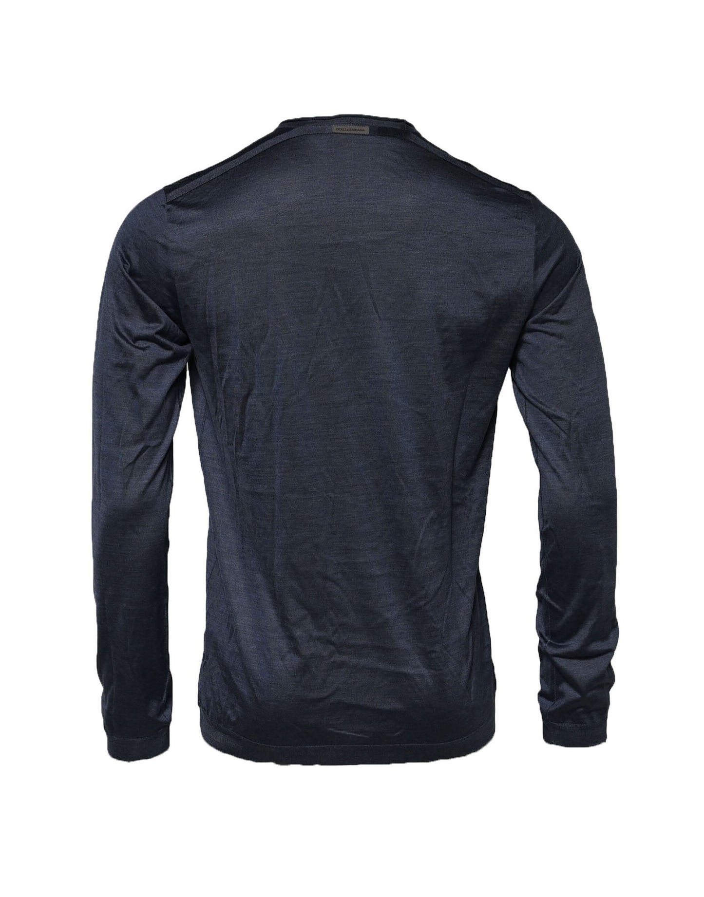 Dark Blue Silk Crew Neck Sweatshirt Sweater