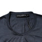 Dark Blue Silk Crew Neck Sweatshirt Sweater