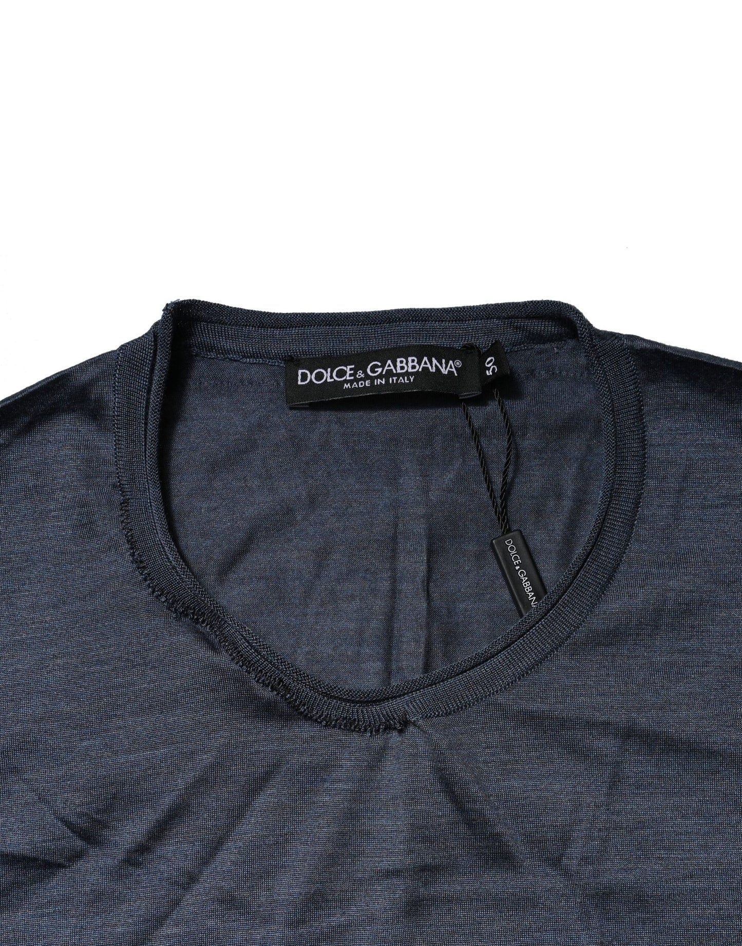 Dark Blue Silk Crew Neck Sweatshirt Sweater