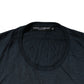 Dark Blue Silk Logo Patch Crew Neck T-shirt