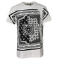 White Bandana Cotton Men Crew Neck T-shirt