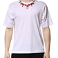 White Embellished Cotton Crew Neck T-shirt