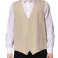 Beige Linen Dress Formal Men Waistcoat Vest