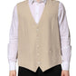 Beige Linen Dress Formal Men Waistcoat Vest