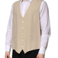 Beige Linen Dress Formal Men Waistcoat Vest