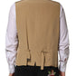 Beige Linen Dress Formal Men Waistcoat Vest