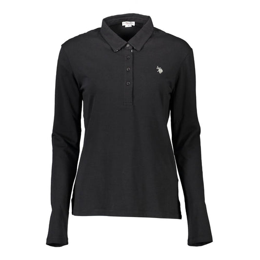 Black Cotton Women Polo Shirt