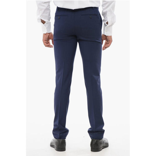 Jacquard Virgin Wool Pants with Belt Loops