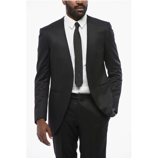 Wool Blend Suit With Jetted Pockets
