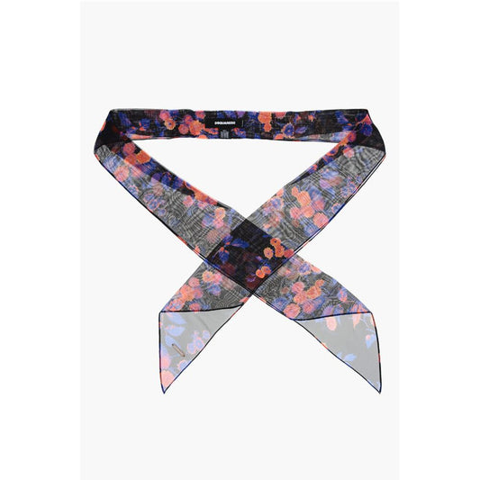 Floral Patterned Chiffon Slim Foulard