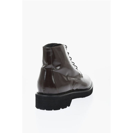 Solid Color Patent Leather Ankle Boots with Vibram Sole