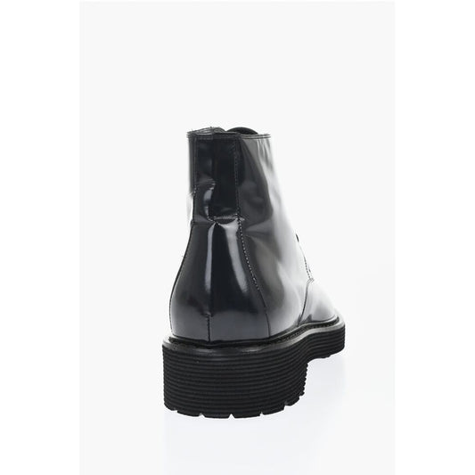 Solid Color Patent Leather Ankle Boots with Vibram Sole