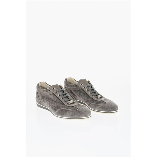 ID Suede Low Top Sneakers with Perforated Inserts