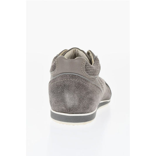 ID Suede Low Top Sneakers with Perforated Inserts