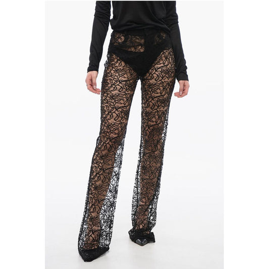 Floral Lace Pants with Straight Leg
