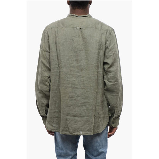 Korean Neckline Linen Shirt