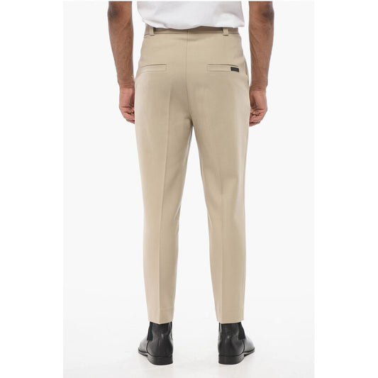 Single-pleated Virgin Wool Pants with Belt Loops