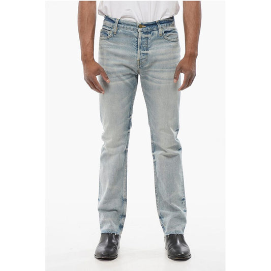 Slim Fit Delavè Denims with Raw-cut Hem 20cm