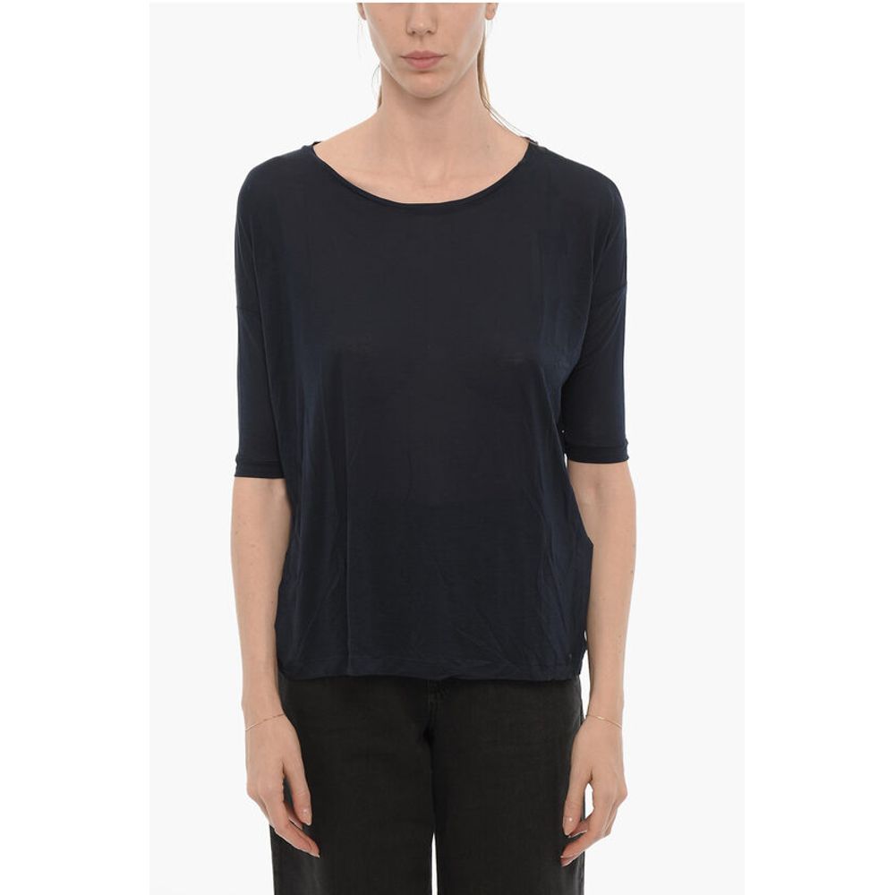 Solid Color Oversized Crew-neck T-shirt