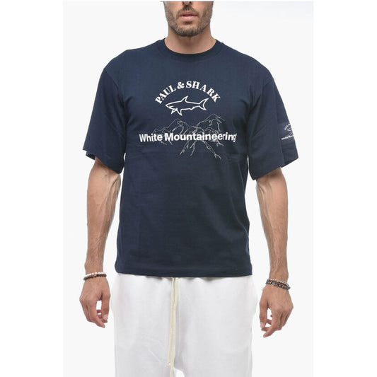 WHITE MOUNTAINEERING Solid Color Crew-neck T-Shirt with Prin