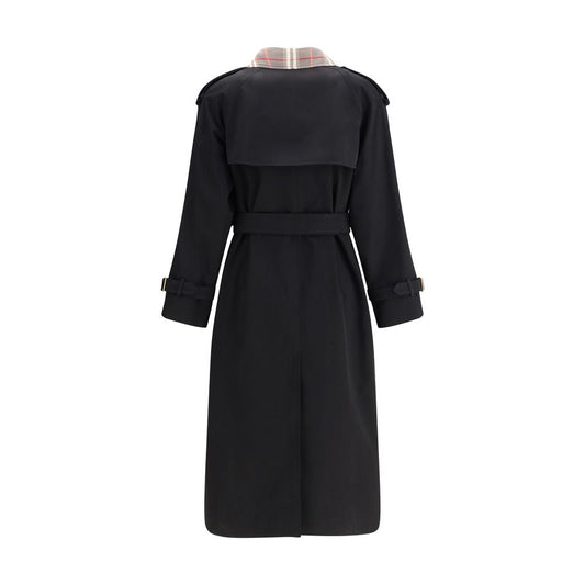 Castleford long Trench Coat with Check collar