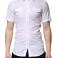 White Cotton GOLD Short Sleeves Formal Shirt