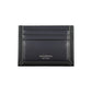 Sleek Blue Leather Card Holder with Contrast Detail