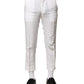 White Linen Mid Waist Cropped Pants