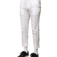 White Linen Mid Waist Cropped Pants