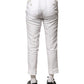 White Linen Mid Waist Cropped Pants