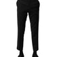 Black Wool Formal Men Cropped Pants
