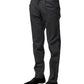 Gray Striped Cotton Formal Pants