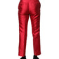 Red Polyester Cropped Dress Pants