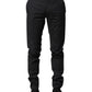 Gray Striped Cotton Formal Pants