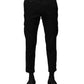 Black Cotton Formal Men Cropped Pants