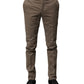 Brown Cotton Tapered Formal Dress Pants