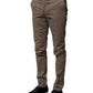 Brown Cotton Tapered Formal Dress Pants