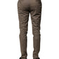 Brown Cotton Tapered Formal Dress Pants