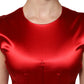 Red Acetate Sleeveless Sheath Midi Dress