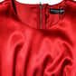 Red Acetate Sleeveless Sheath Midi Dress
