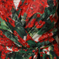 Multicolor Floral Long Sleeves V-neck Dress
